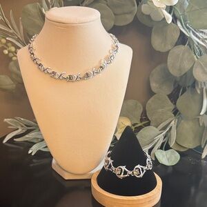 ✨Vintage Sarah Coventry Necklace and Bracelet Set- Silver Tone with Rhinestones✨